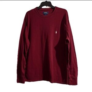Polo by Ralph Lauren Men's Burgundy Pajama Top Long Sleeve Shirt